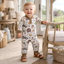 Load image into Gallery viewer, Farmer's Market Baby Henley Romper - Bamboo One Piece