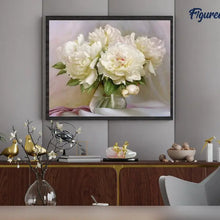 Load image into Gallery viewer, Paint by numbers Framed - White Peonies