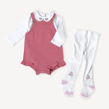 Load image into Gallery viewer, Rose Heather Knit Baby Romper+Bodysuit+Tights (3 Piece Set)
