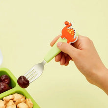 Load image into Gallery viewer, FlexWarez Toddler and Kids Stainless Spoon & Fork Set (green)