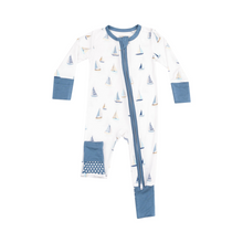Load image into Gallery viewer, ANGEL DEAR - Sailboats blue 2 way zipper romper