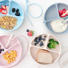 Load image into Gallery viewer, DropLess Plate: Silicone Suction Plate + Utensil Attachment (Pink)