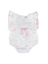 Load image into Gallery viewer, Margot Flower Baby Romper + Headband (Organic)