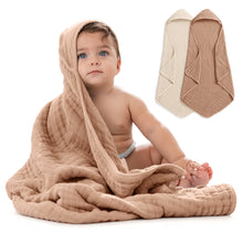 Load image into Gallery viewer, Baby Hooded Towels in Cedar & Sand
