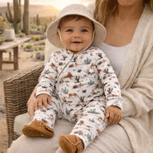 Load image into Gallery viewer, Baby Zipper Romper – Soft Bamboo Cactus Trails Pajamas
