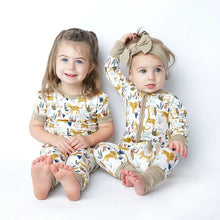 Load image into Gallery viewer, ungle Friends Animals Bamboo Baby Pajamas Convertible Zippie