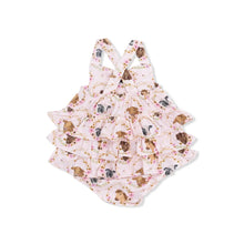 Load image into Gallery viewer, Farm Animals Floral Cameos Pink - Ruffle Sunsuit