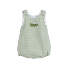 Load image into Gallery viewer, Green Gingham Alligator Bubble Romper