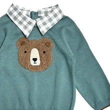 Load image into Gallery viewer, Bear Check Collar Pullover Baby Sweater (Organic Cotton)