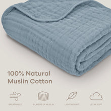 Load image into Gallery viewer, Baby Muslin Blanket in Pacific Blue