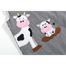 Load image into Gallery viewer, Black Gingham Cow Family Shortalls