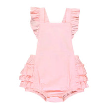 Load image into Gallery viewer, Baby Girls Pink Vintage Dot Flutter Pinafore Overall Romper