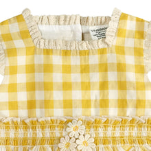 Load image into Gallery viewer, Lucy Gingham Smocked Baby Romper + Headband (Organic)