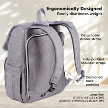 Load image into Gallery viewer, Explorer Diaper Backpack with Changing-Classic Gray Pads