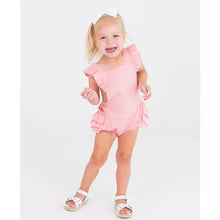Load image into Gallery viewer, Baby Girls Pink Vintage Dot Flutter Pinafore Overall Romper