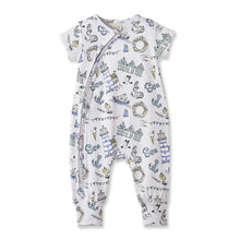 Load image into Gallery viewer, Seashore Baby Zipper Romper – Bamboo with Convertible Cuffs