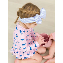 Load image into Gallery viewer, Baby Girls Pink Whale Friends Scalloped Long Sleeve Rash Guard 2-Piece