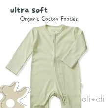 Load image into Gallery viewer, Baby Footie 2-Way Zipper – Organic Cotton Lounge Wear (Sage)