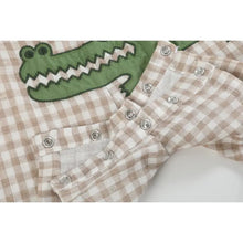 Load image into Gallery viewer, Brown Gingham Alligator Shortalls