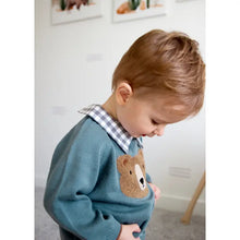 Load image into Gallery viewer, Bear Check Collar Pullover Baby Sweater (Organic Cotton)