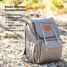 Load image into Gallery viewer, Explorer Diaper Backpack with Changing-Classic Gray Pads
