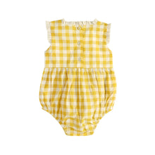 Load image into Gallery viewer, Lucy Gingham Smocked Baby Romper + Headband (Organic)