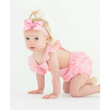Load image into Gallery viewer, Baby Girls Pink Vintage Dot Flutter Pinafore Overall Romper