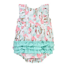 Load image into Gallery viewer, Baby Girls Vibrant Flamingo Classic Ruffle Bubble Romper
