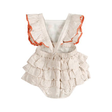 Load image into Gallery viewer, Anya Embroidered Baby Romper + Headband (Linen Blend)