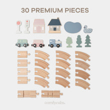 Load image into Gallery viewer, 30-Piece Wooden Train Set for Toddlers Ages 1+