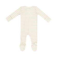 Load image into Gallery viewer, Stripe Oxford Tan 2 Way Zipper Footie