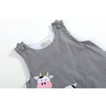 Load image into Gallery viewer, Black Gingham Cow Family Shortalls