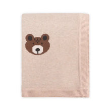 Load image into Gallery viewer, Brown Bear - Organic Cotton Jacquard Knit Baby Blanket
