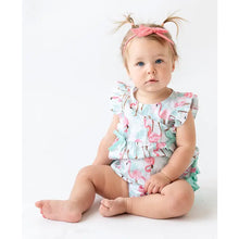 Load image into Gallery viewer, Baby Girls Vibrant Flamingo Classic Ruffle Bubble Romper