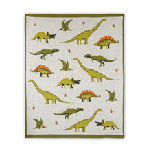 Load image into Gallery viewer, Green Dinosaur - OrganicJacquard Sweater Knit Baby Blanket