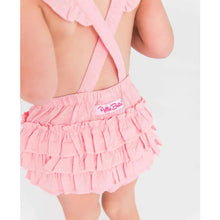 Load image into Gallery viewer, Baby Girls Pink Vintage Dot Flutter Pinafore Overall Romper