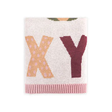 Load image into Gallery viewer, Alphabet Blush - Organic Jacquard Sweater Knit Baby Blanket