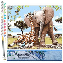 Load image into Gallery viewer, Paint by numbers - Elephant & Giraffe friends