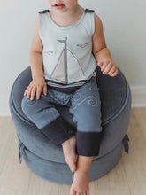 Load image into Gallery viewer, Organic Appliqué Harem Romper in Sailboat