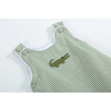 Load image into Gallery viewer, Green Gingham Alligator Bubble Romper
