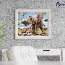 Load image into Gallery viewer, Paint by numbers - Elephant & Giraffe friends