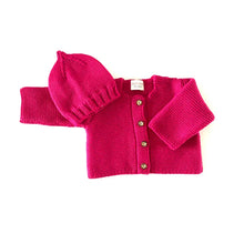 Load image into Gallery viewer, Merino-Set for Newborn Babies (Pink-Cardigan & Cap)