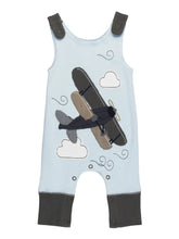 Load image into Gallery viewer, Organic Appliqué Harem Romper in Airplane