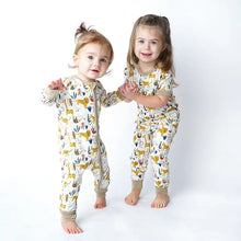 Load image into Gallery viewer, ungle Friends Animals Bamboo Baby Pajamas Convertible Zippie