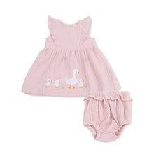 Load image into Gallery viewer, Lotus Flower Ducklings - Ruffle Sleeve Dress and Bloomer