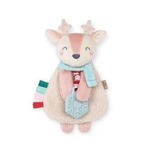 Load image into Gallery viewer, Holiday pink reindeer itzy lovey plush and teether toy