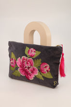 Load image into Gallery viewer, Painted Peony velvet zip pouch
