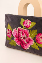 Load image into Gallery viewer, Painted Peony velvet zip pouch
