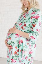 Load image into Gallery viewer, Teal rose mommy robe