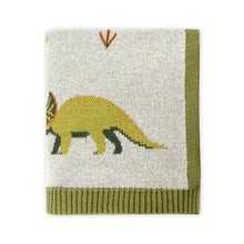 Load image into Gallery viewer, Green Dinosaur - OrganicJacquard Sweater Knit Baby Blanket